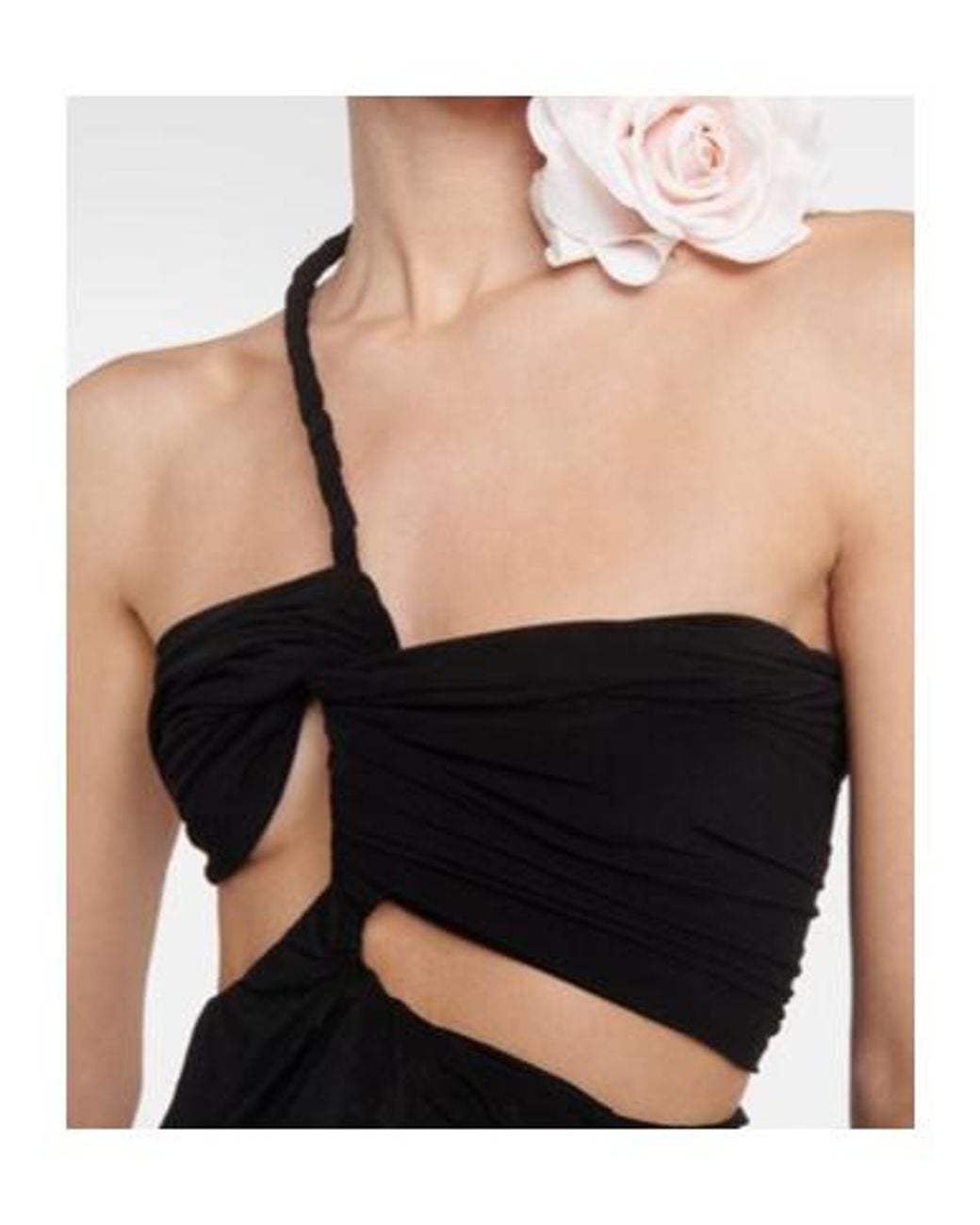 Magda Butrym Black Floral-Appliqué Cutout Midi Dress
