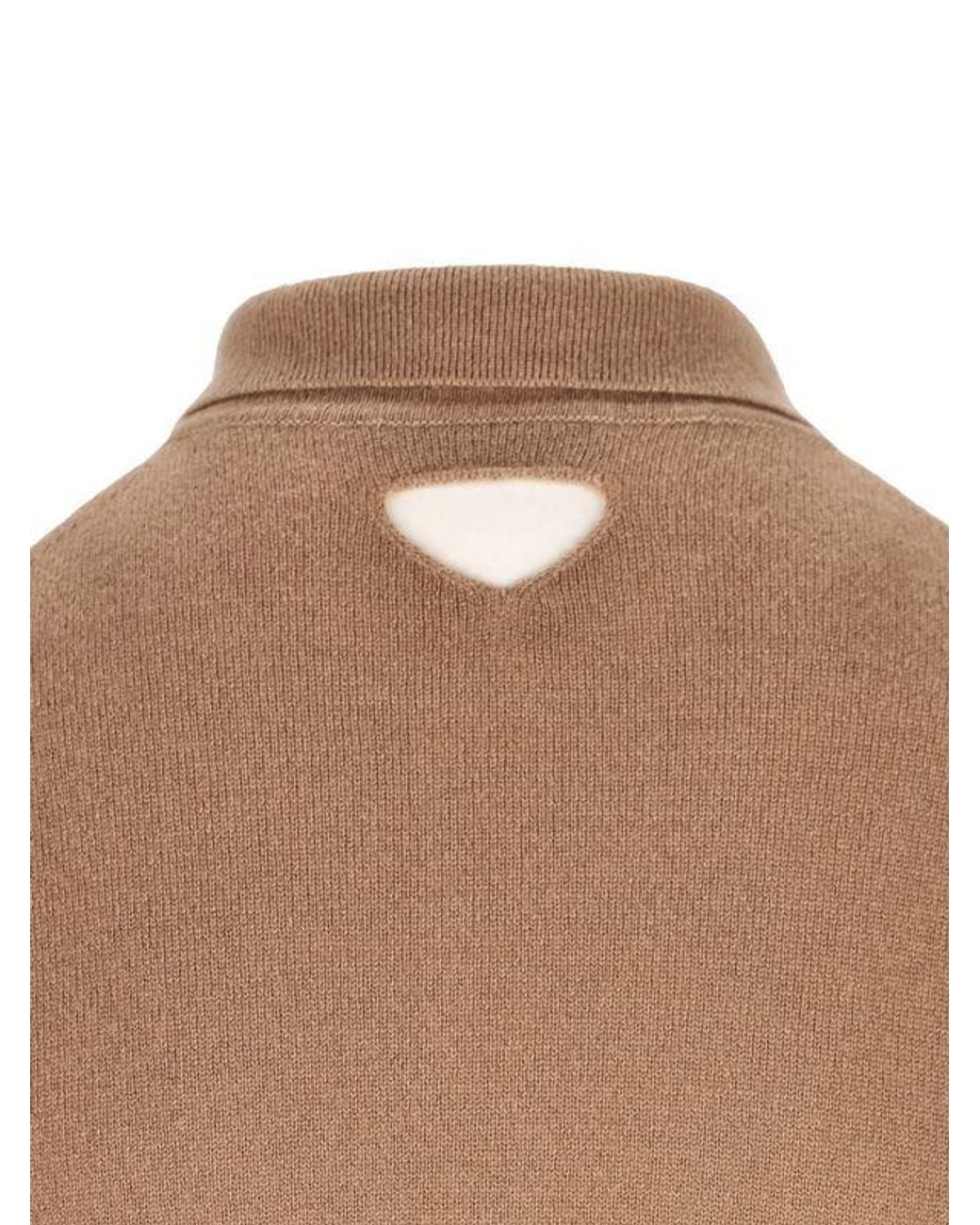 Prada Natural Half-Zipped Knitted Jumper