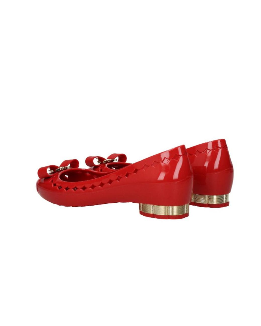 Ferragamo Red Butterfly Hollowed-Out Detail Ballet Shoes