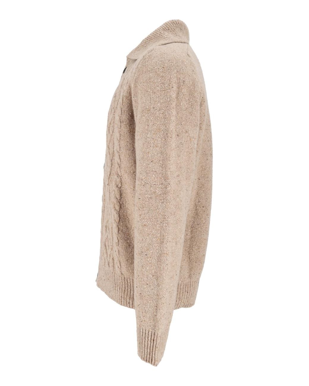 Peserico Natural Cable-Knit Button-Front Cardigan for men