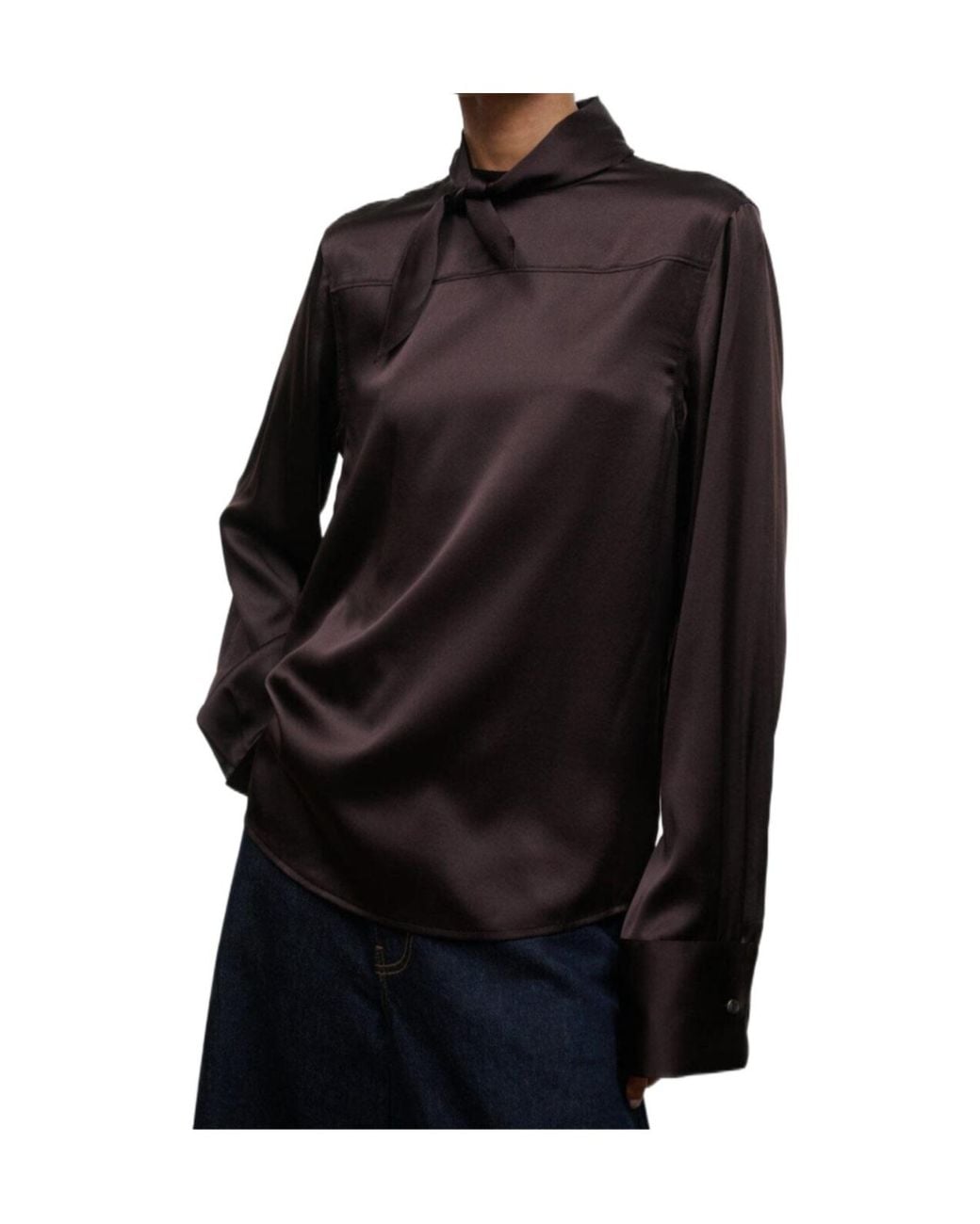 Staud Black Long-Sleeve Silk Shirt