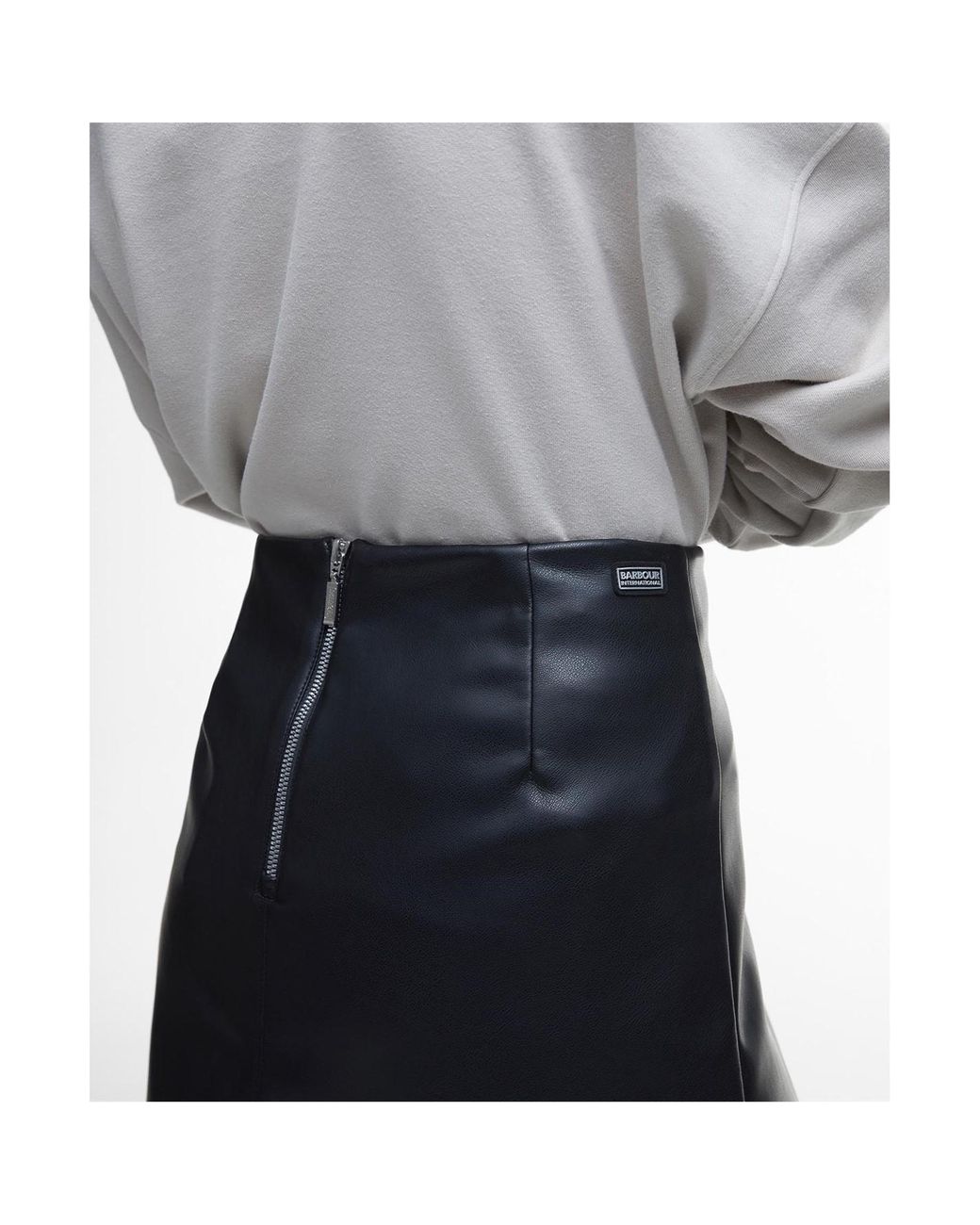Barbour Black Peyton Faux-Leather Mini Skirt