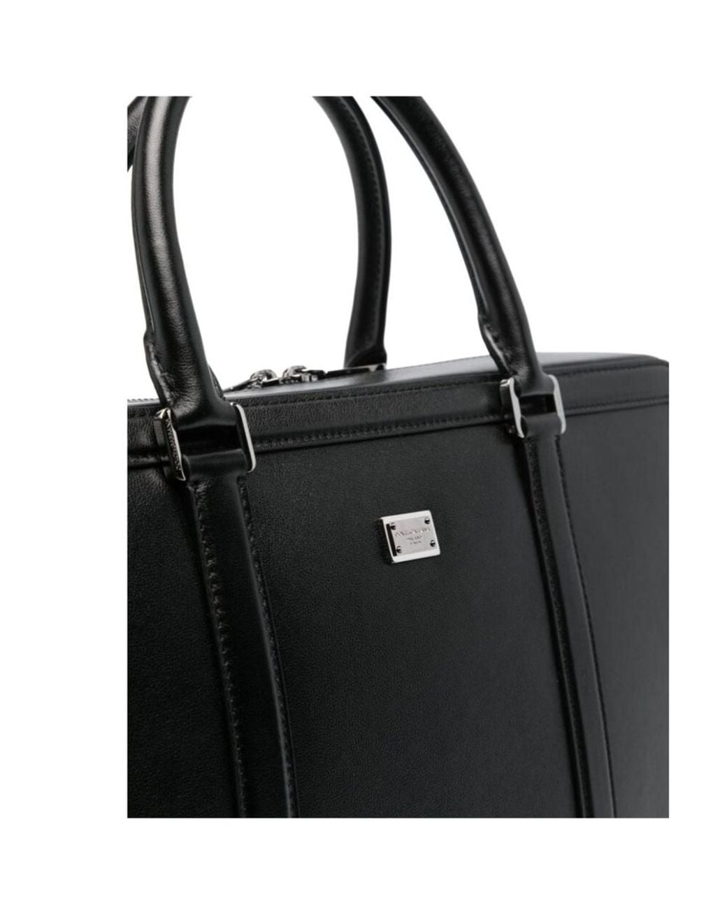 Dolce & Gabbana Black Logo Plaque Zipped Briefcase for men