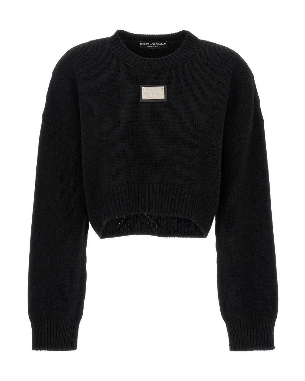 Dolce & Gabbana Black Logo Plaque Knitted Jumper