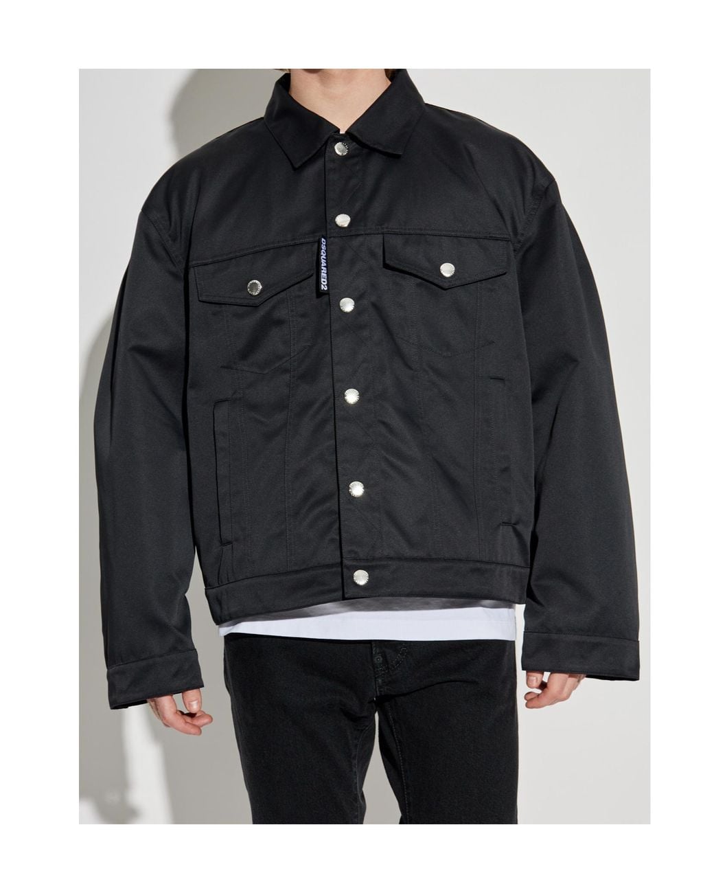 DSquared² Blue Logo Label Oversized Jacket for men