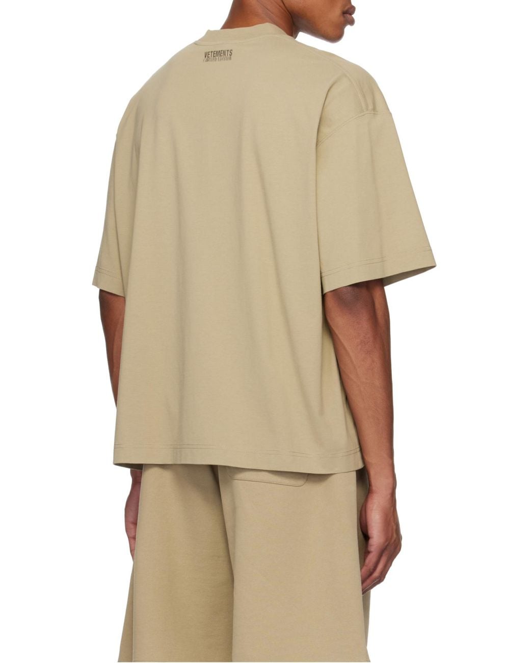 Vetements Natural Logo Printed Crewneck T-Shirt for men