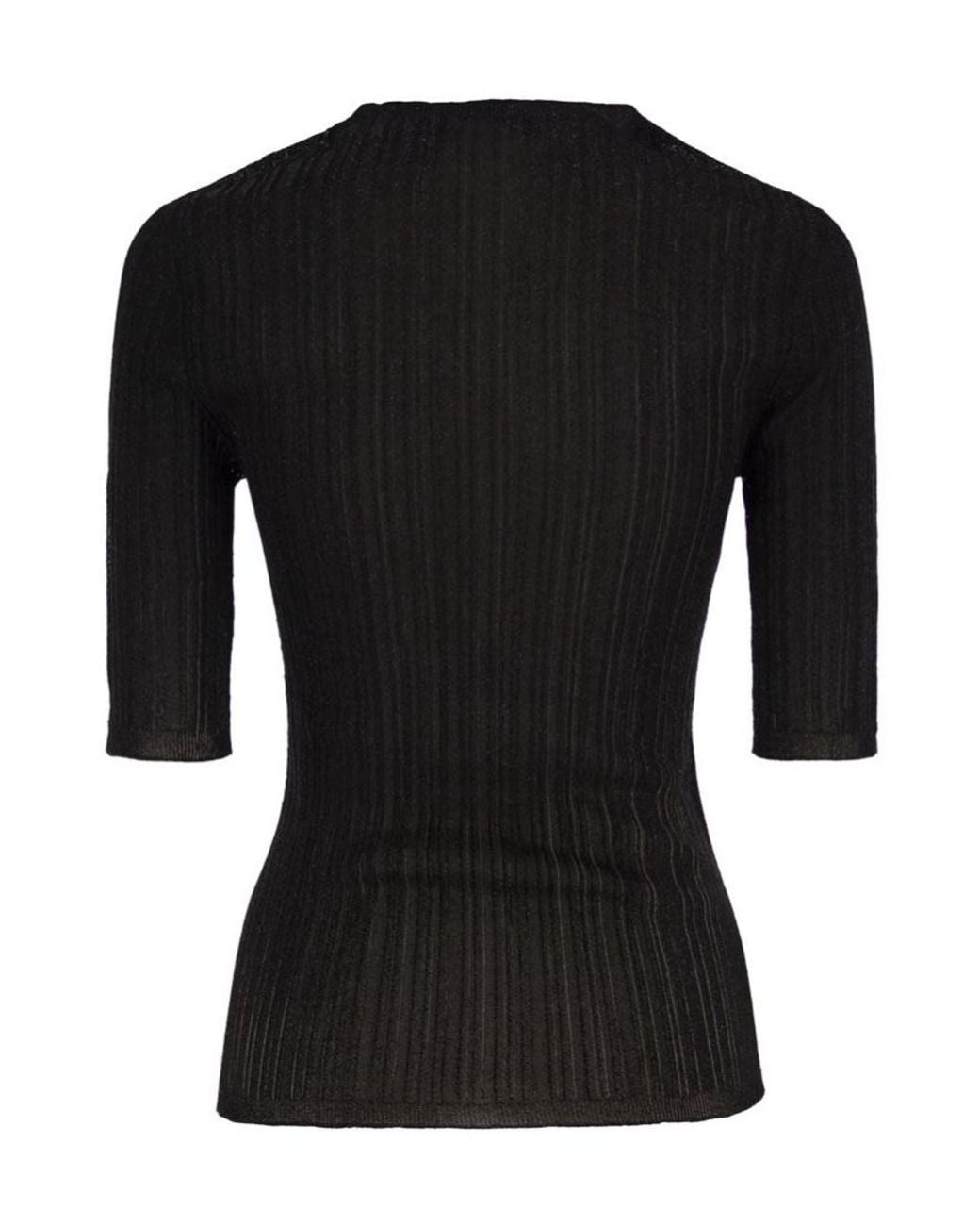 Fabiana Filippi Black Ribbed-Knit T-Shirt