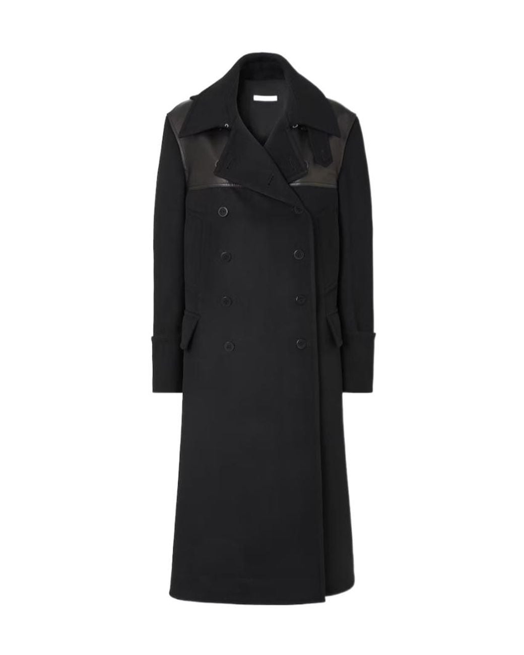 Fendi Black Wool And Leather Parka