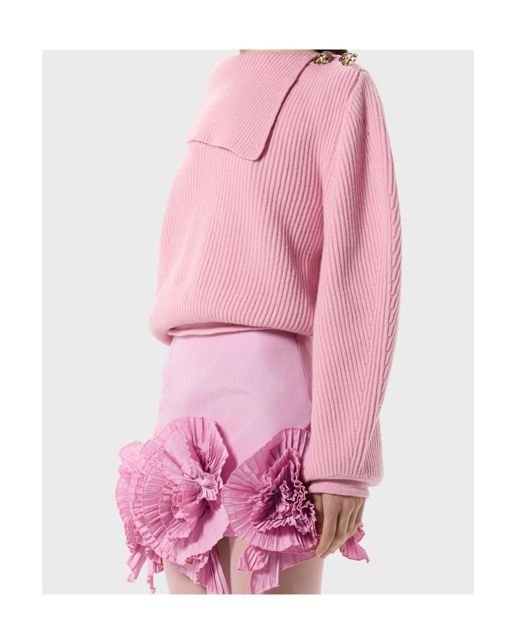 Blumarine Pink Wool Jumper With Sailor Collar And Buttons