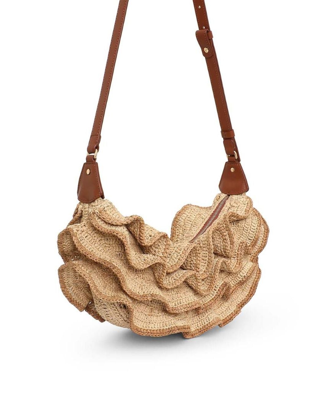 Zimmermann White Goldentime Ruffle Shoulder Bag