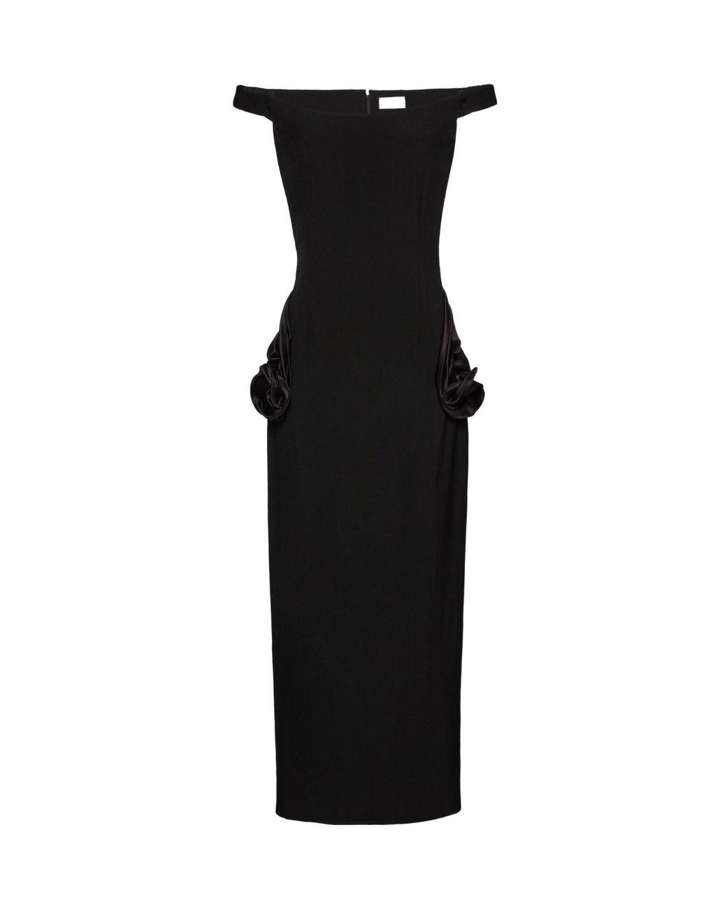 Magda Butrym Black Floral Side Cut Out Midi Dress