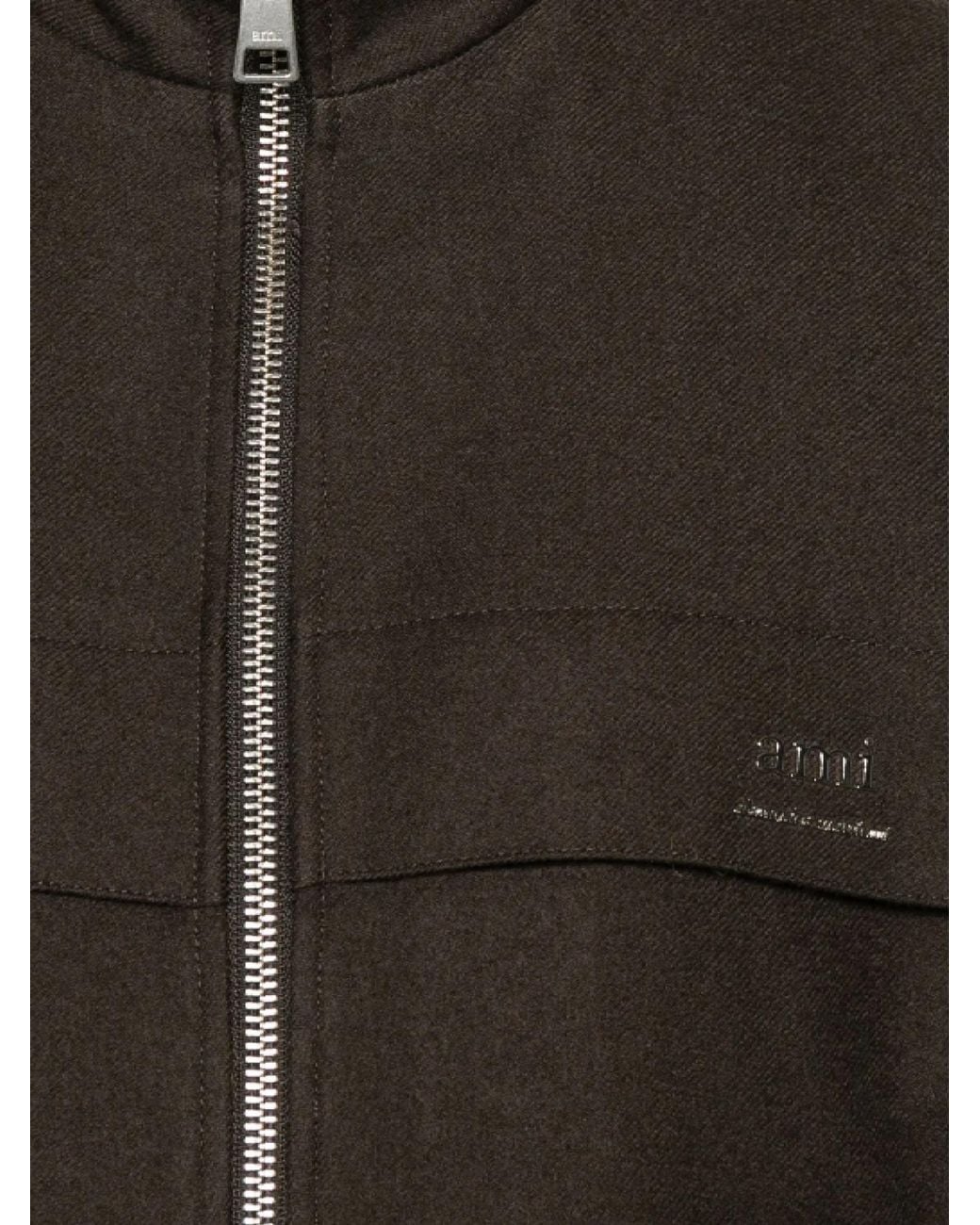 AMI Brown Ami Alexandre Mattiussi Elasticated Waist Zipped Windbreaker for men