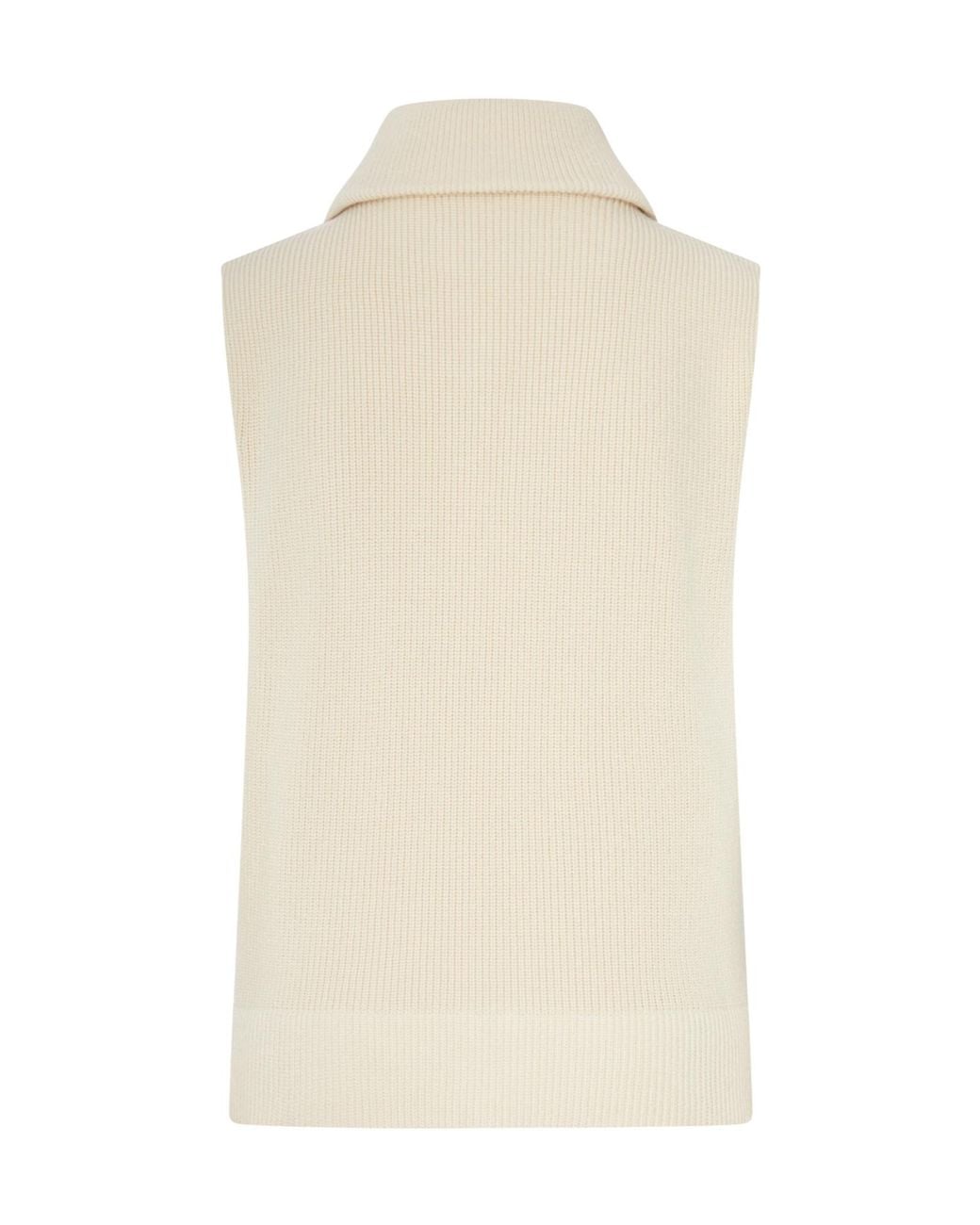 Maison Margiela White Ribbed-Knit Zip-Up Gilet