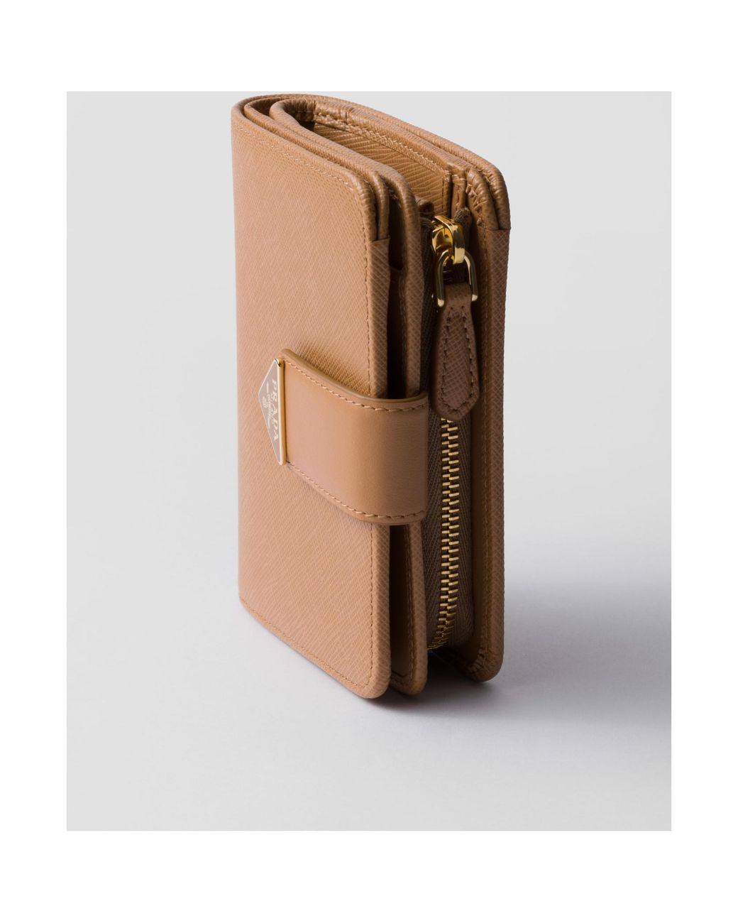 Prada Natural Small Saffiano And Smooth Leather Wallet