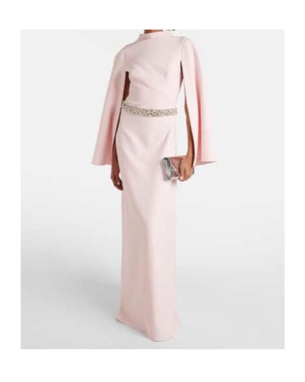 Safiyaa Pink Harper Embellished Caped Gown