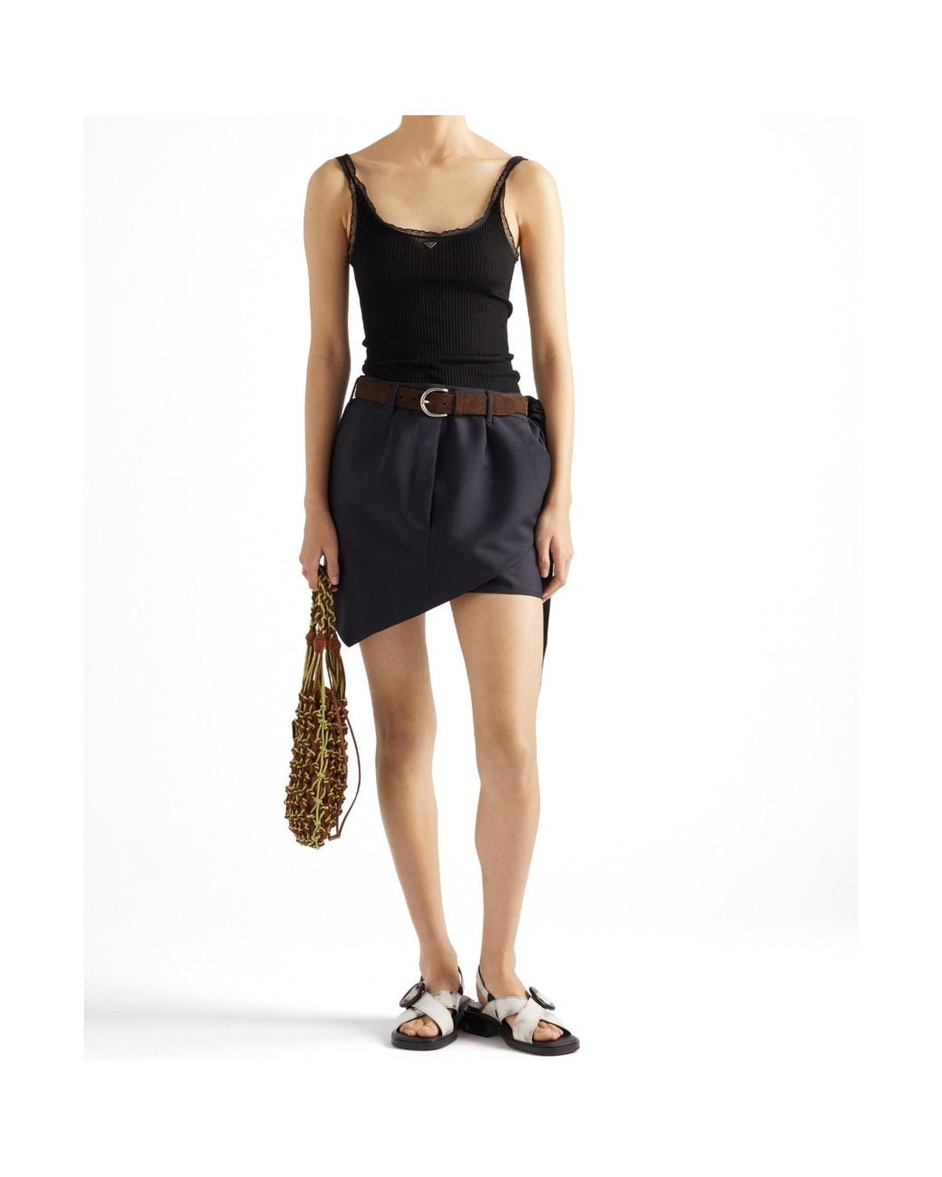 Prada Black Ribbed Cotton Top