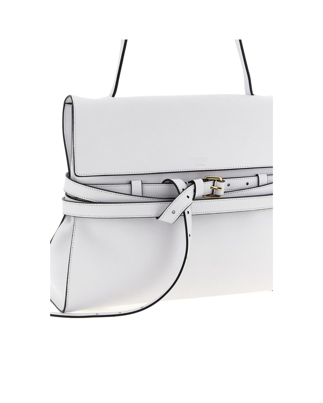 Moschino White Logo Embossed Shoulder Bag
