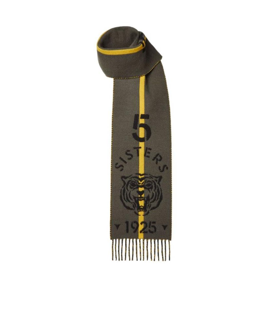 Fendi White Khaki And Wool And Cashmere 5 Sisters Scarf