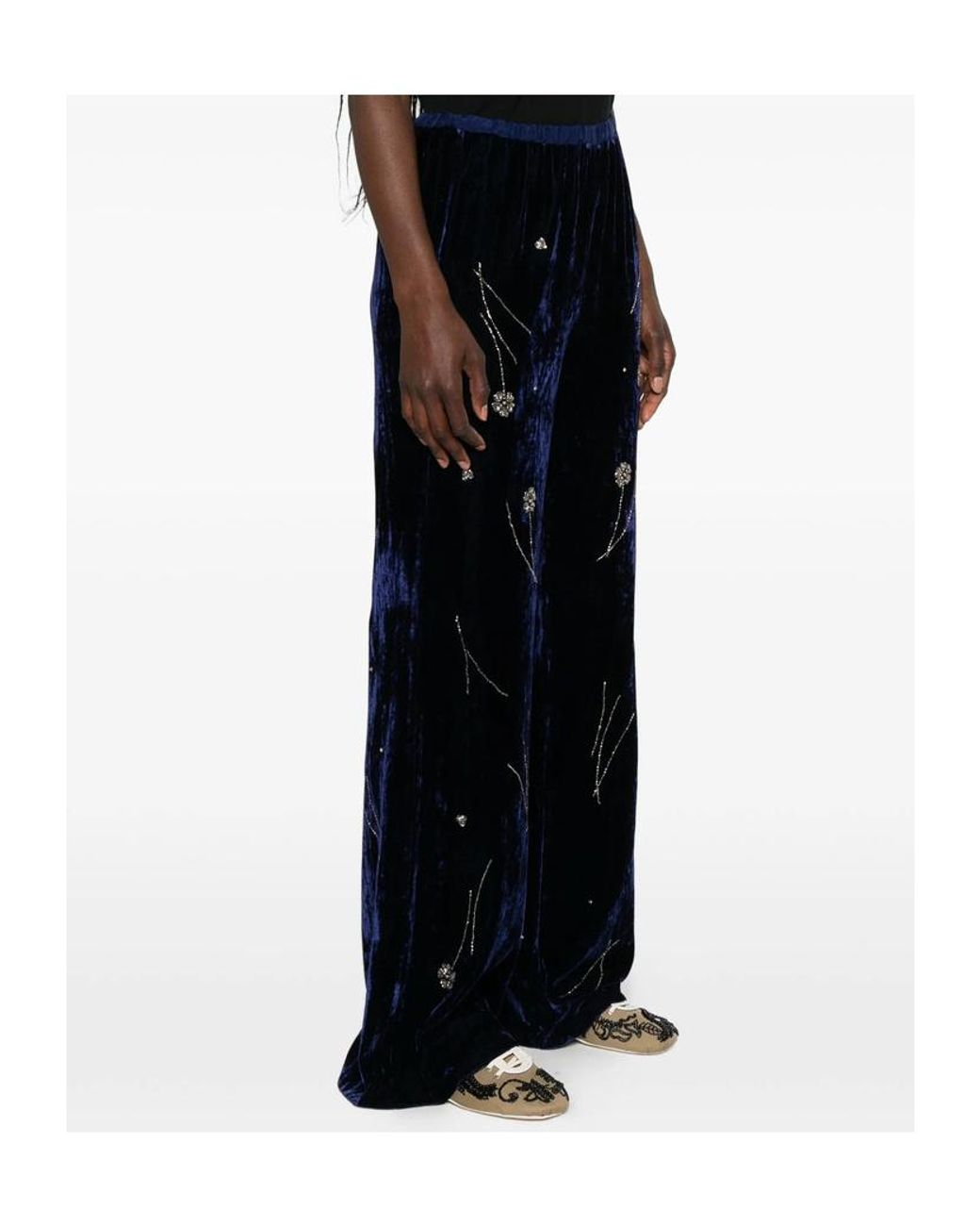 Forte_forte Black Crystal-Embellished Palazzo Pants