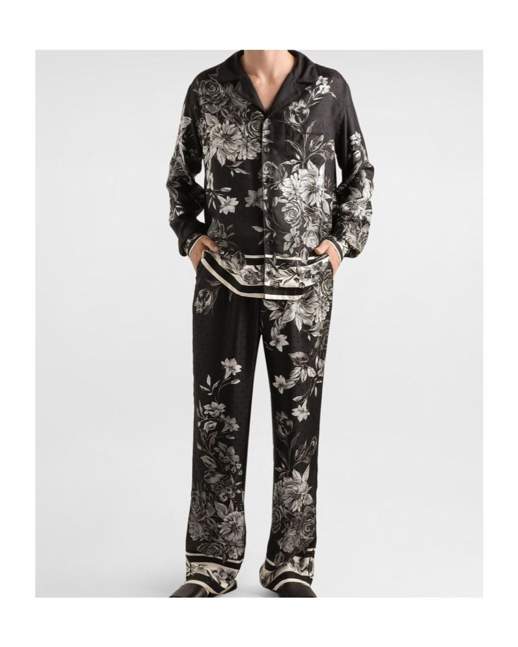 Dolce & Gabbana Black Silk Printed Shirt for men
