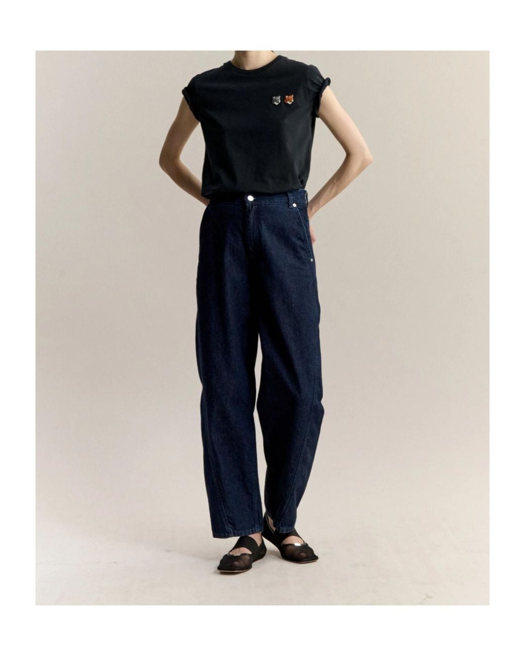 Maison Kitsuné Black Double Fox Head Regular Tee-Shirt