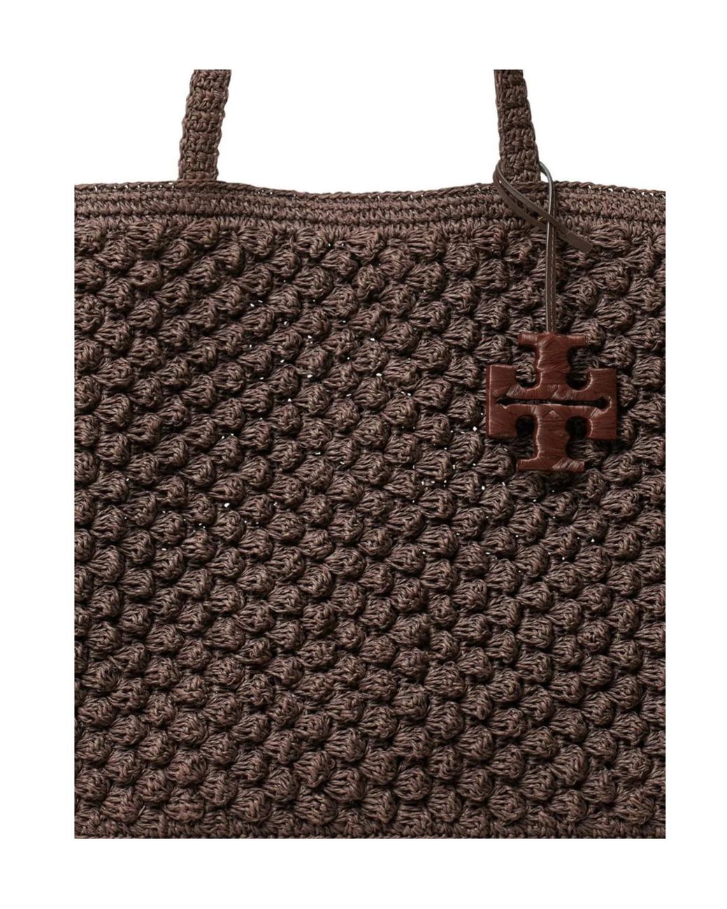 Tory Burch Brown Large Ella Hand-Crocheted Popcorn Tote Bag