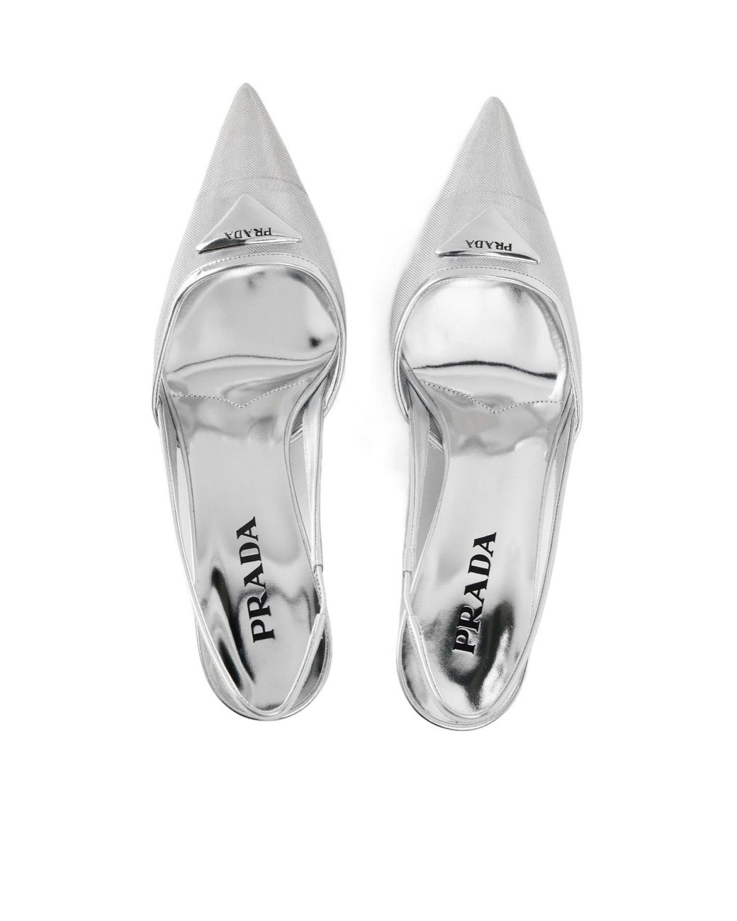 Prada White Mirror Pointed Slingback Pumps