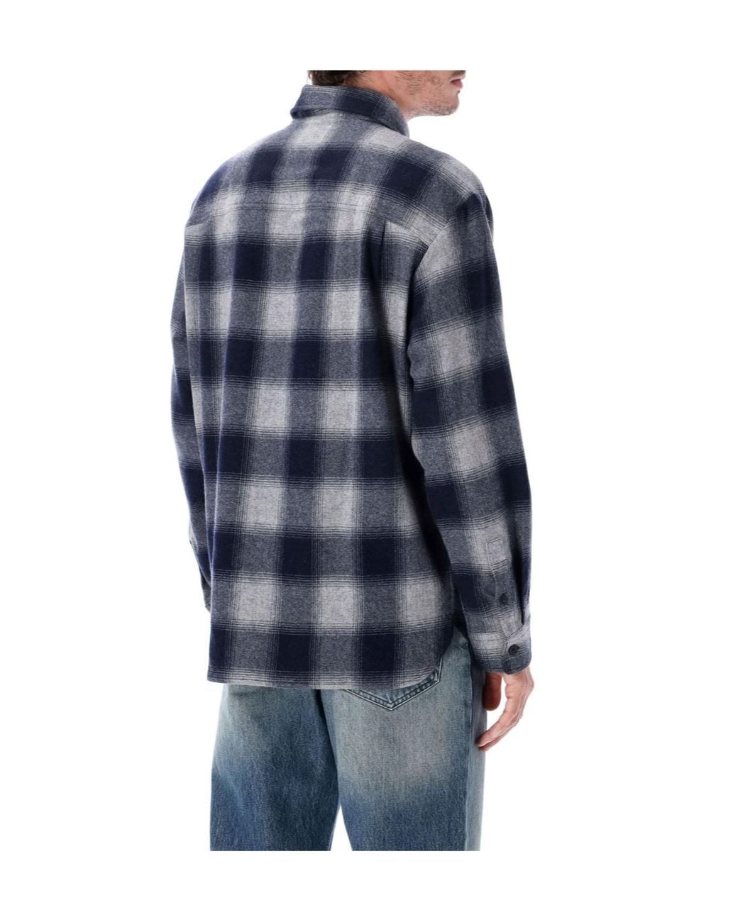 A.P.C. Blue Checked Loose Overshirt for men