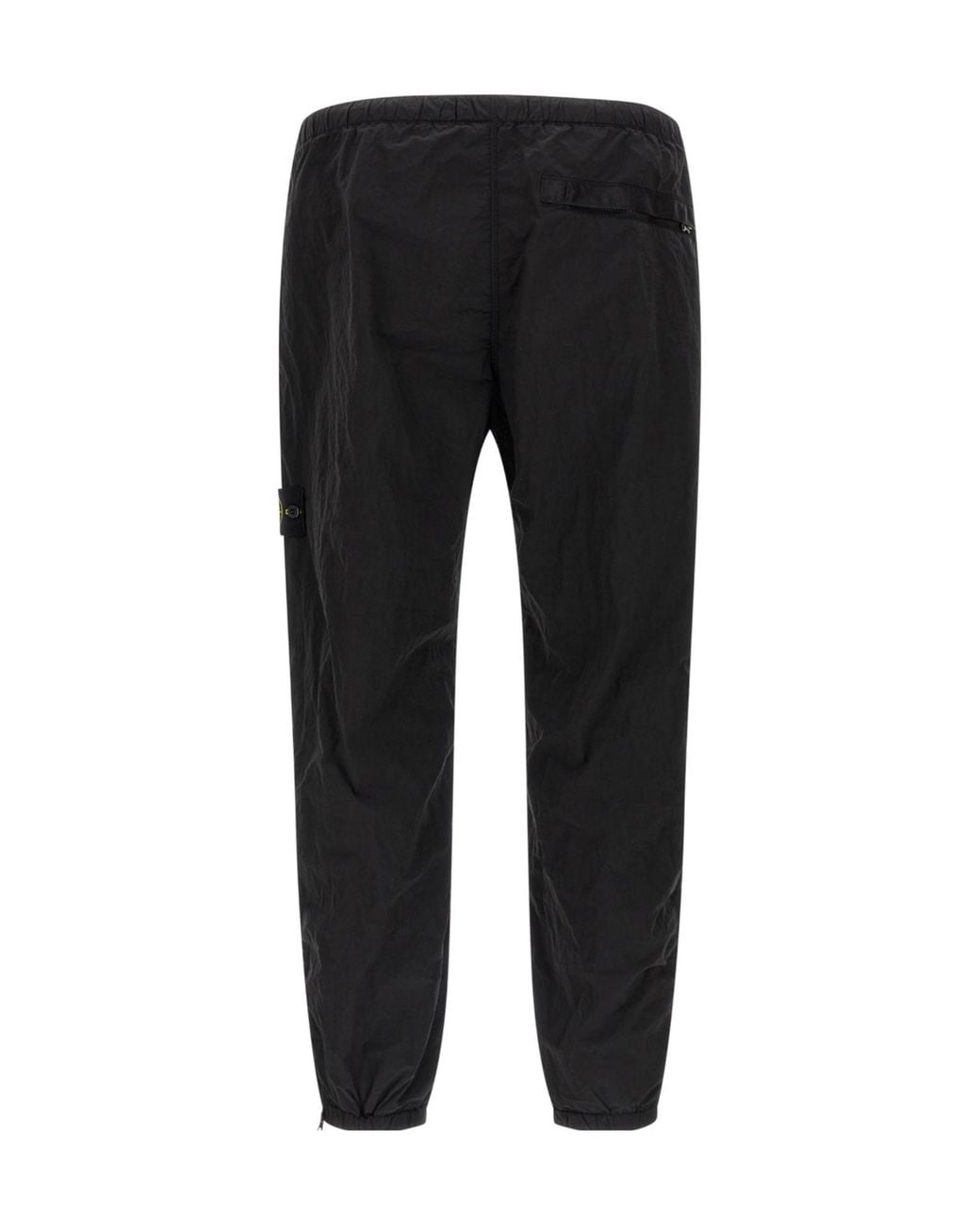 Stone Island Black Logo-Patch Elasticated Waistband Trousers for men