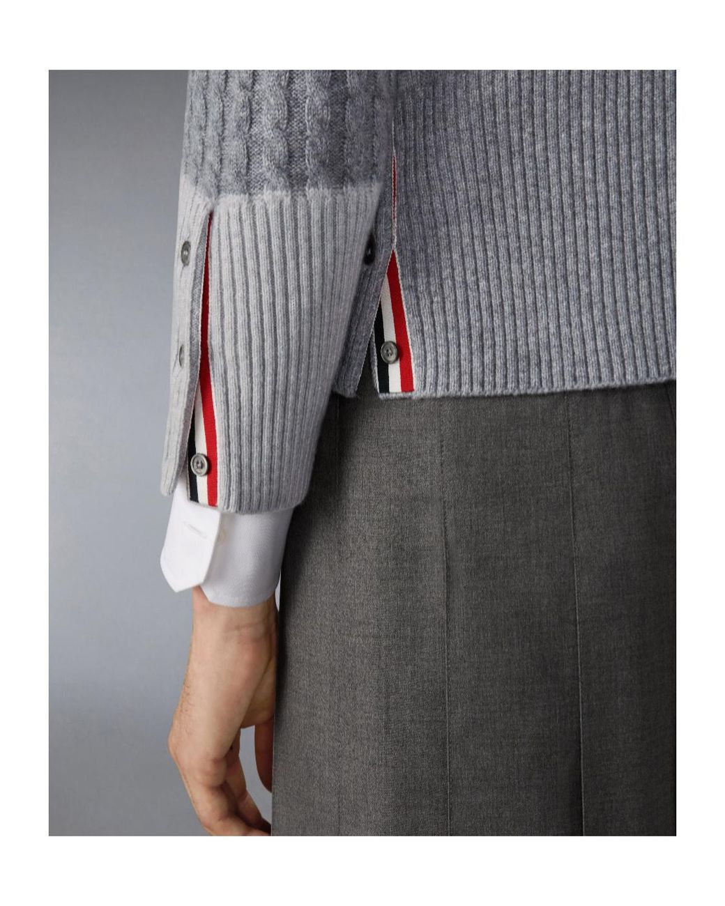 Thom Browne Gray 4R-Bar Striped Cardigan for men