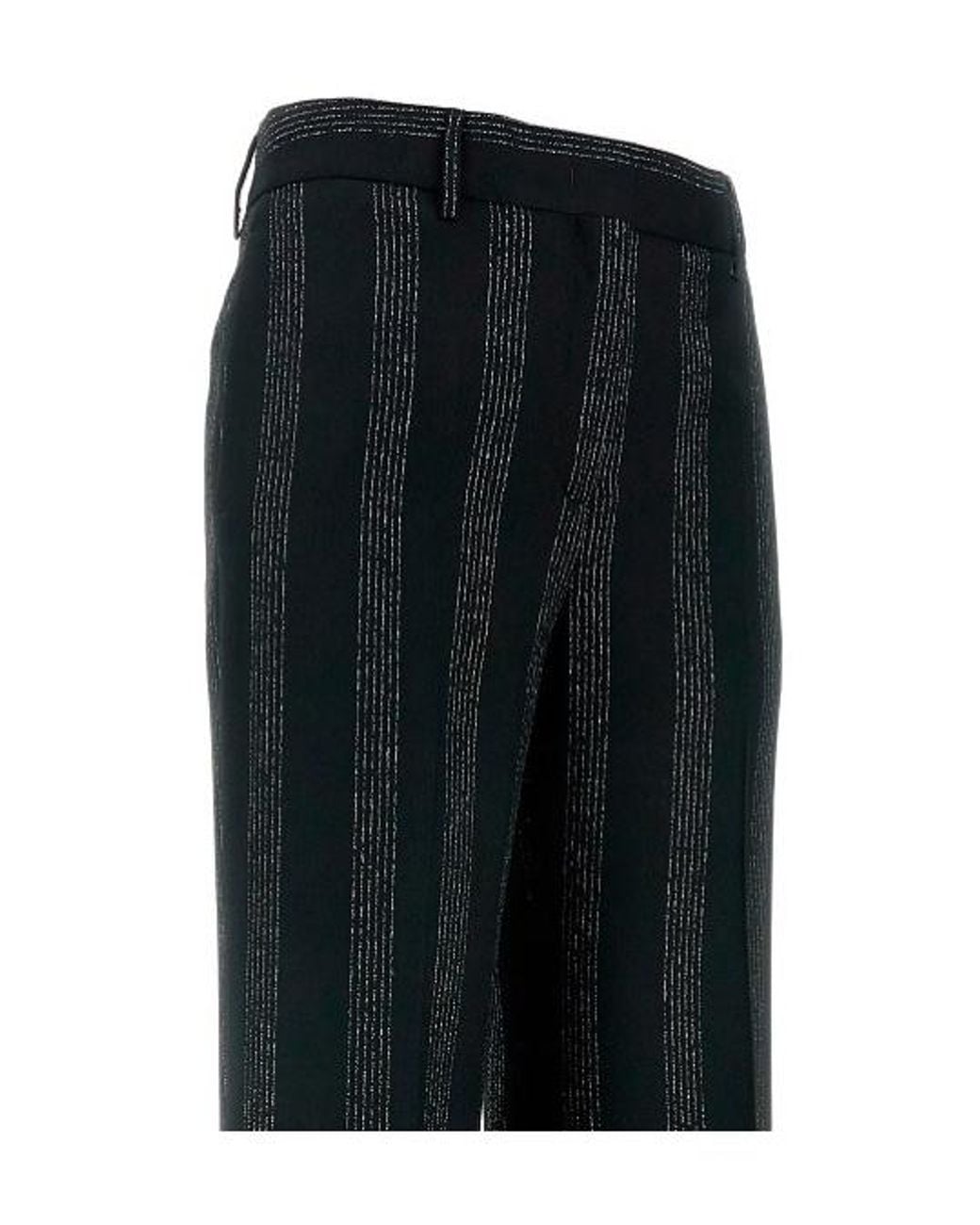 MSGM Black Striped Wide-Leg Trousers