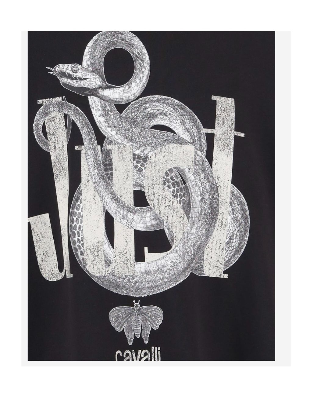 Just Cavalli Black Snake Logo Print T-Shirt for men