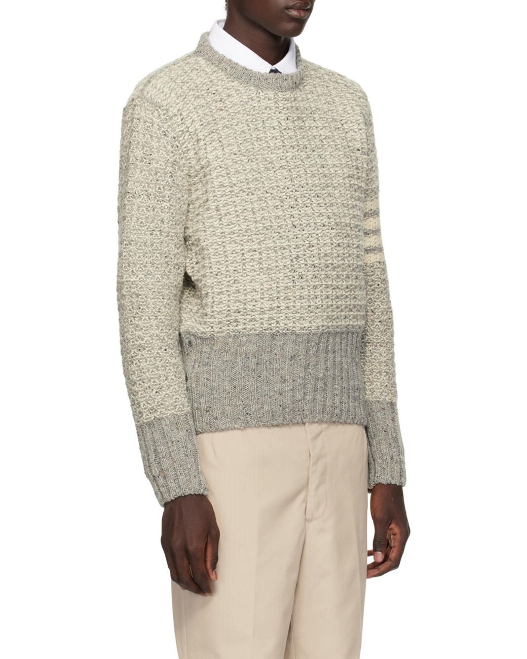 Thom Browne Natural Bar Stripe Knitted Jumper for men