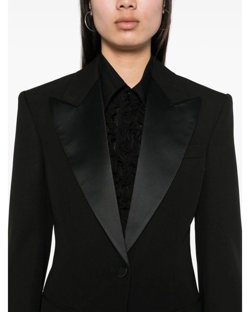 Stella McCartney Black Single-Breasted Curved Hem Blazer