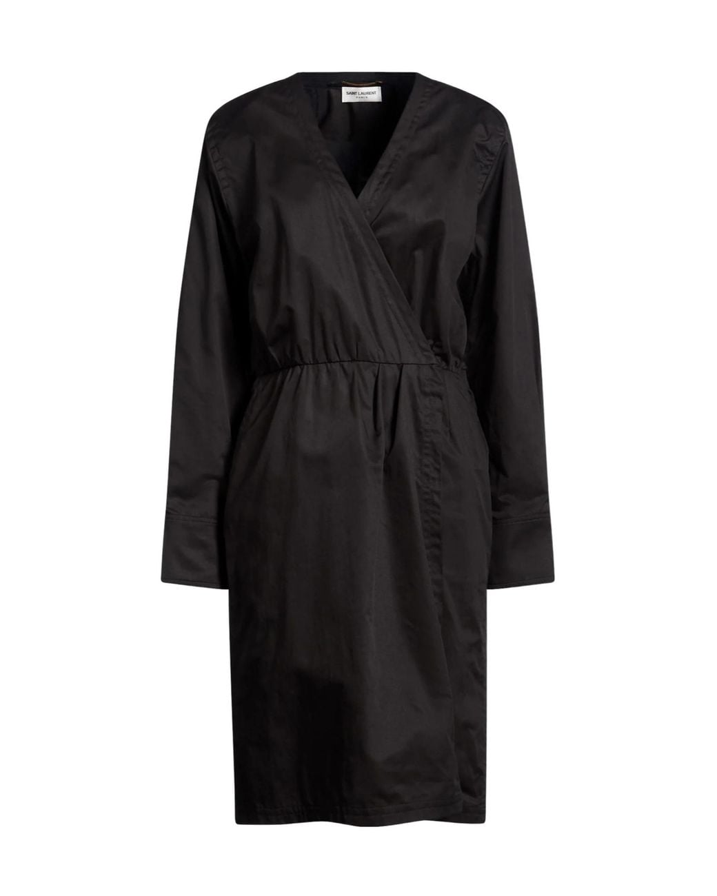 Saint Laurent Black Long-Sleeved V-Neck Dress