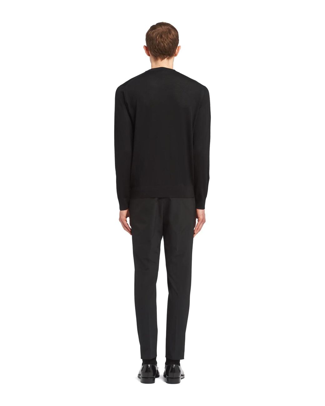 Prada Blue Long-Sleeved Crewneck Knitted Jumper for men