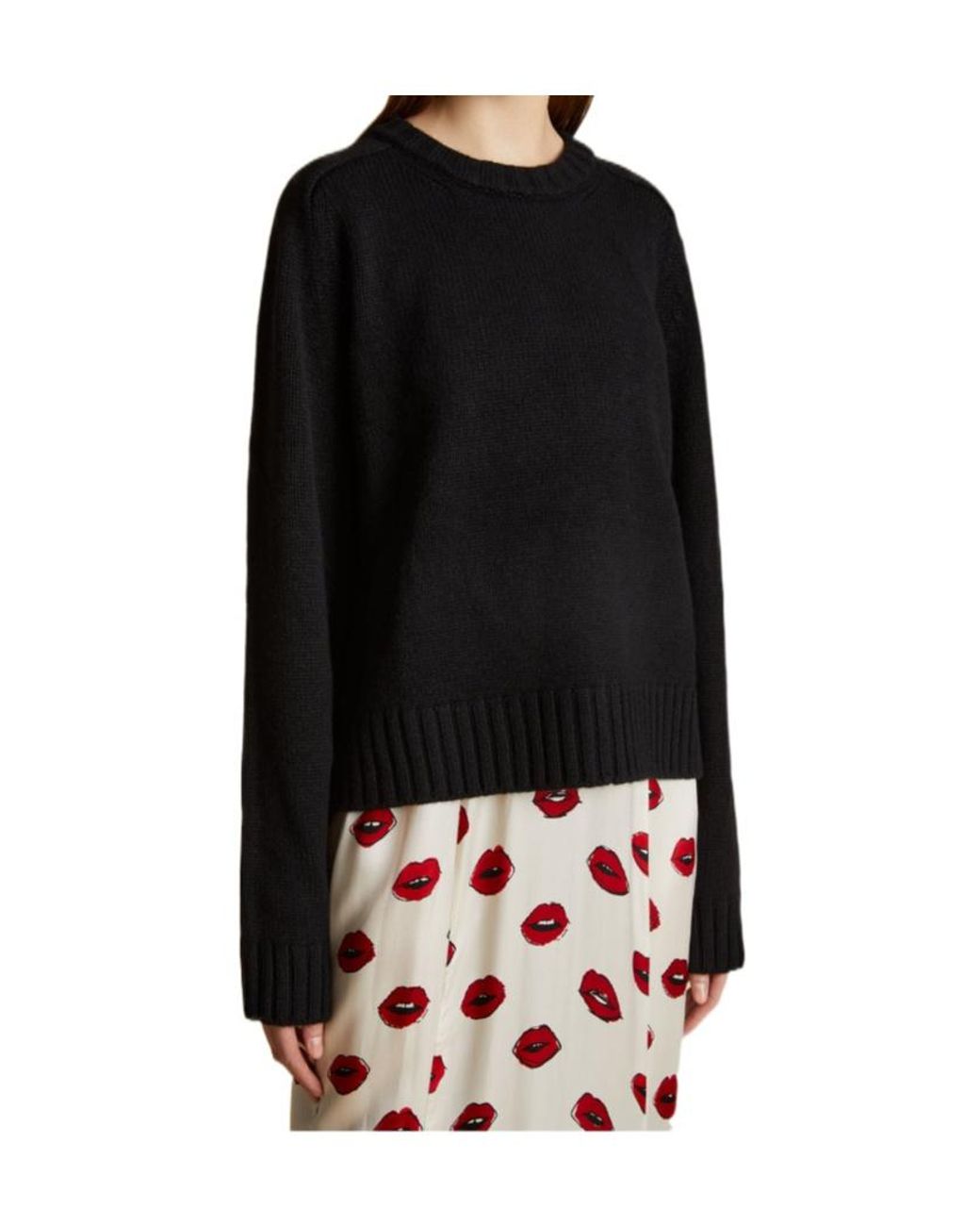 Khaite Black Long-Sleeved Crewneck Jumper