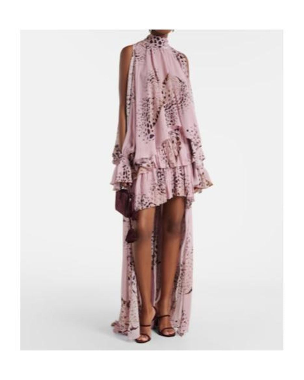 Blumarine Pink Printed Asymmetric Georgette Maxi Skirt