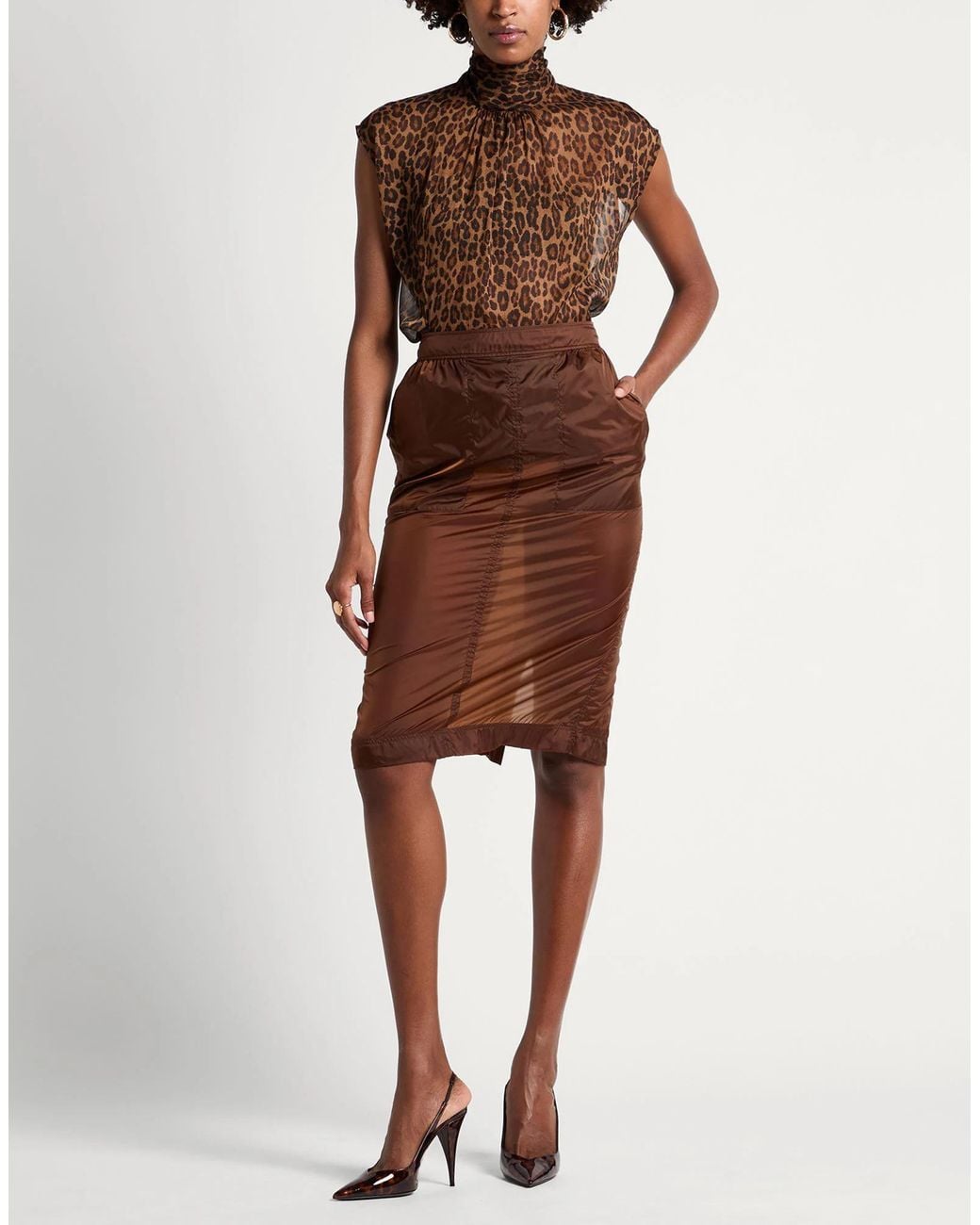 Saint Laurent Brown Simple Pencil Skirt