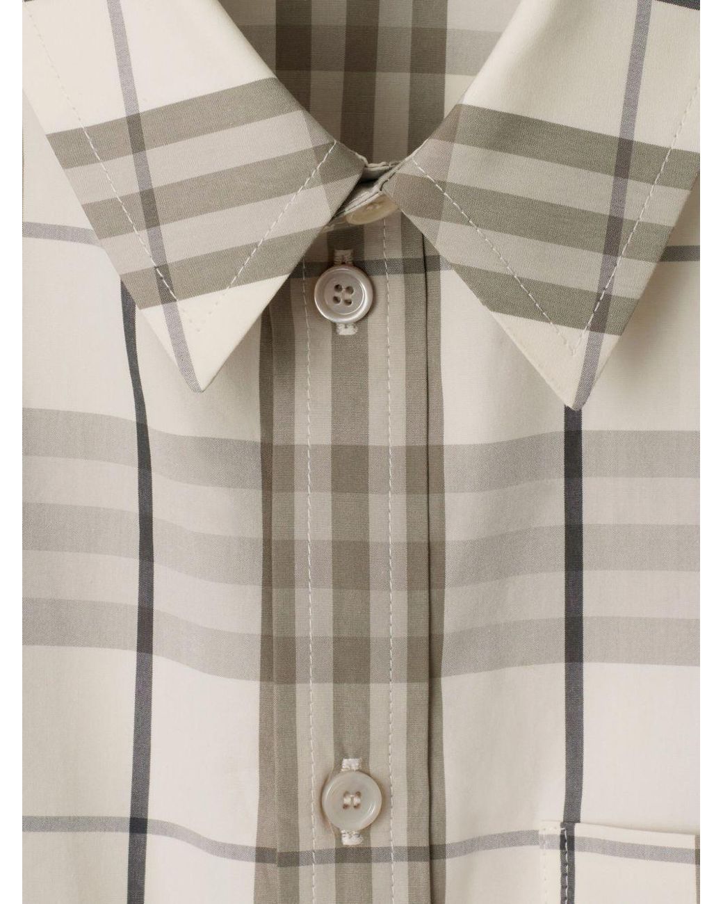 Burberry Natural Cotton Check Cropped Shirt