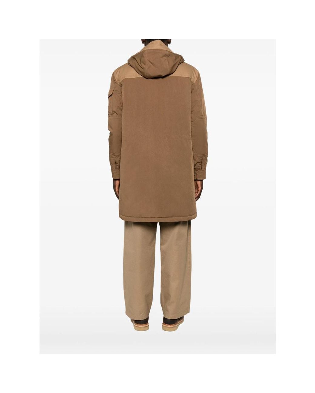 Moncler Brown Hooded Logo-Patch Coat for men