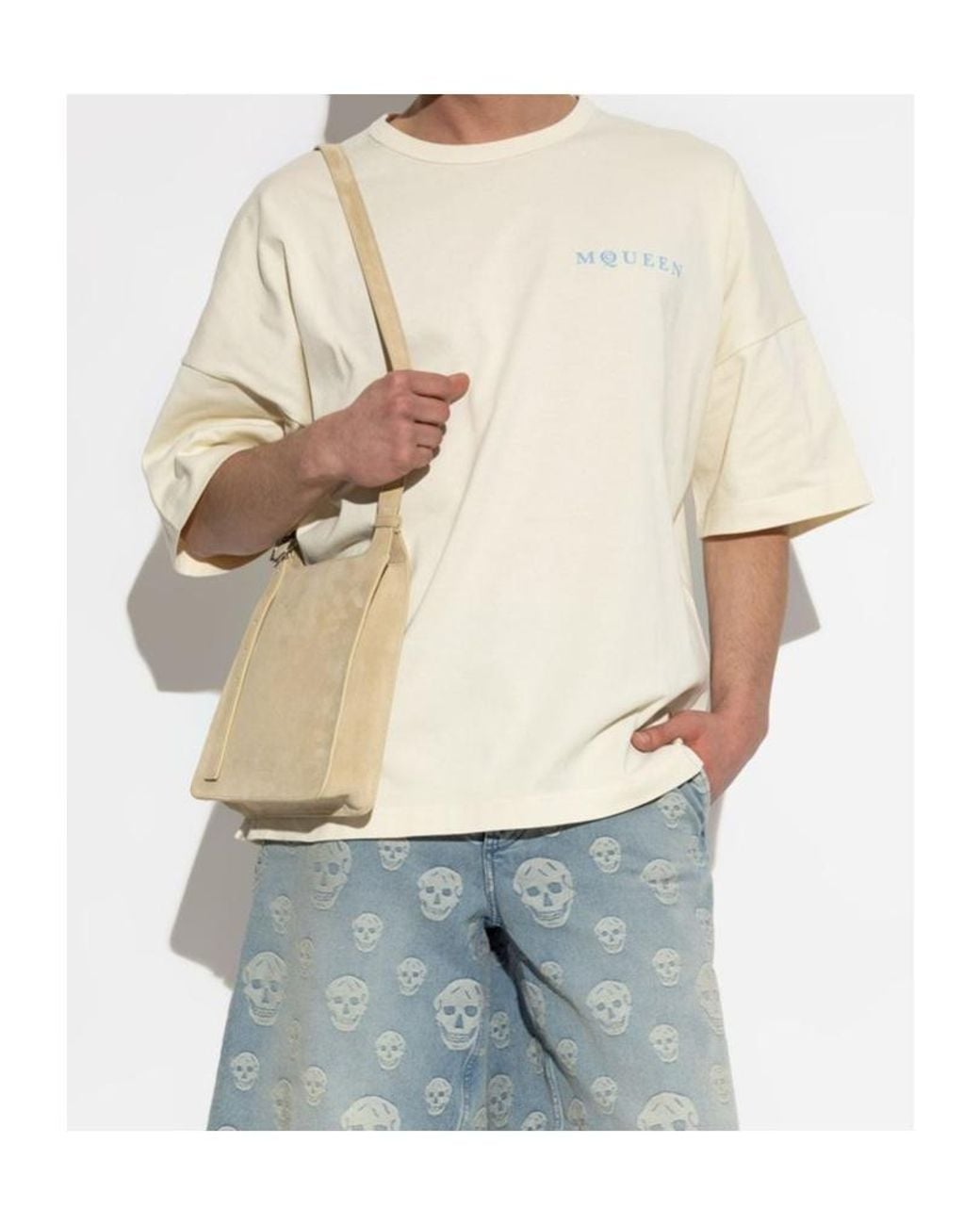 McQueen White Logo Print T-Shirt for men