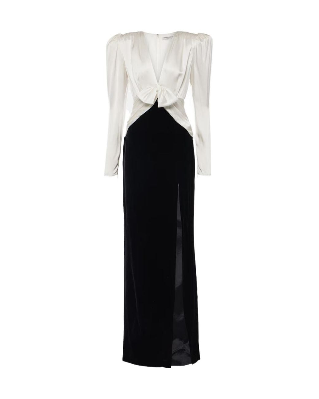 Alessandra Rich Black Bow-Detail Satin And Velvet Maxi Dress