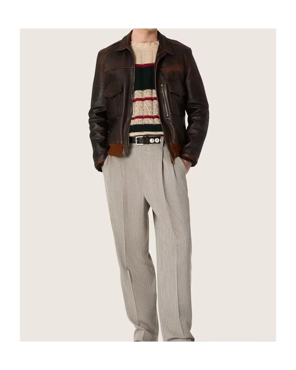 Golden Goose Deluxe Brand Black Leather Bomber Jacket for men