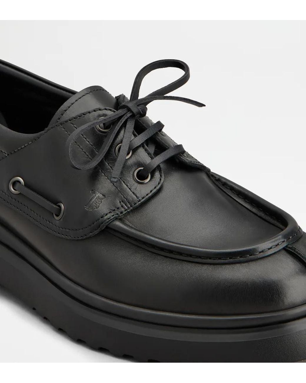 Tod's Black Round Toe Lace-Up Loafers for men