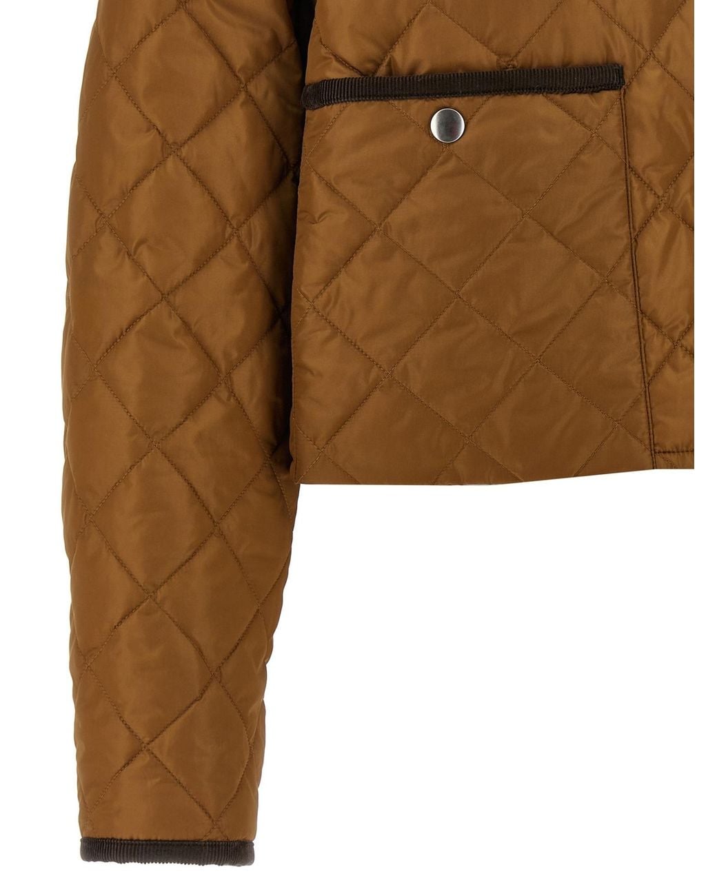 Prada Brown Logo Plaque Quilted Jacket