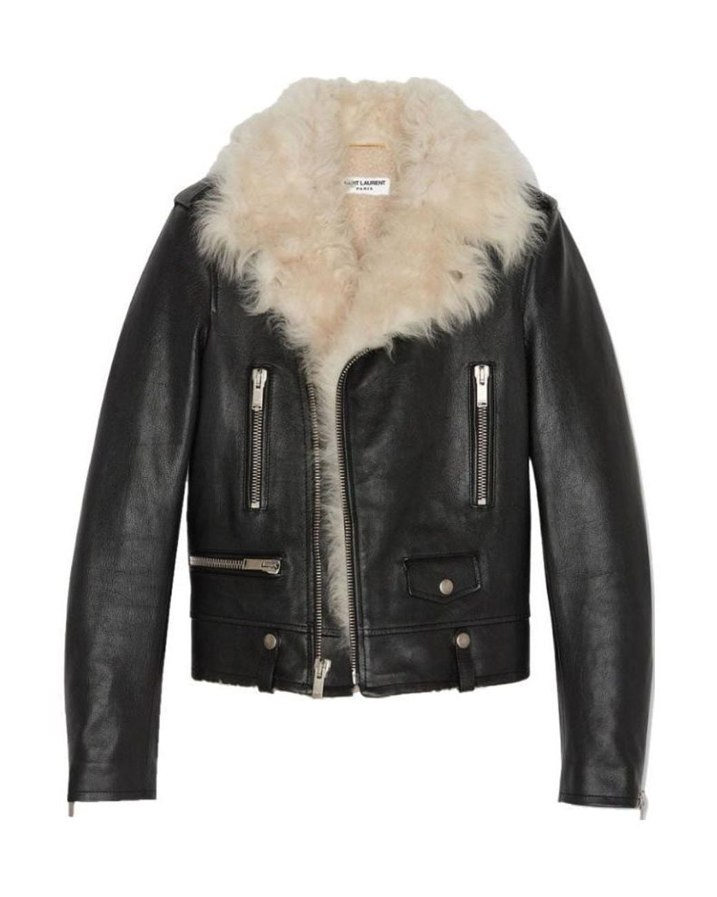 Saint Laurent Black Zip Detailed Biker Jacket