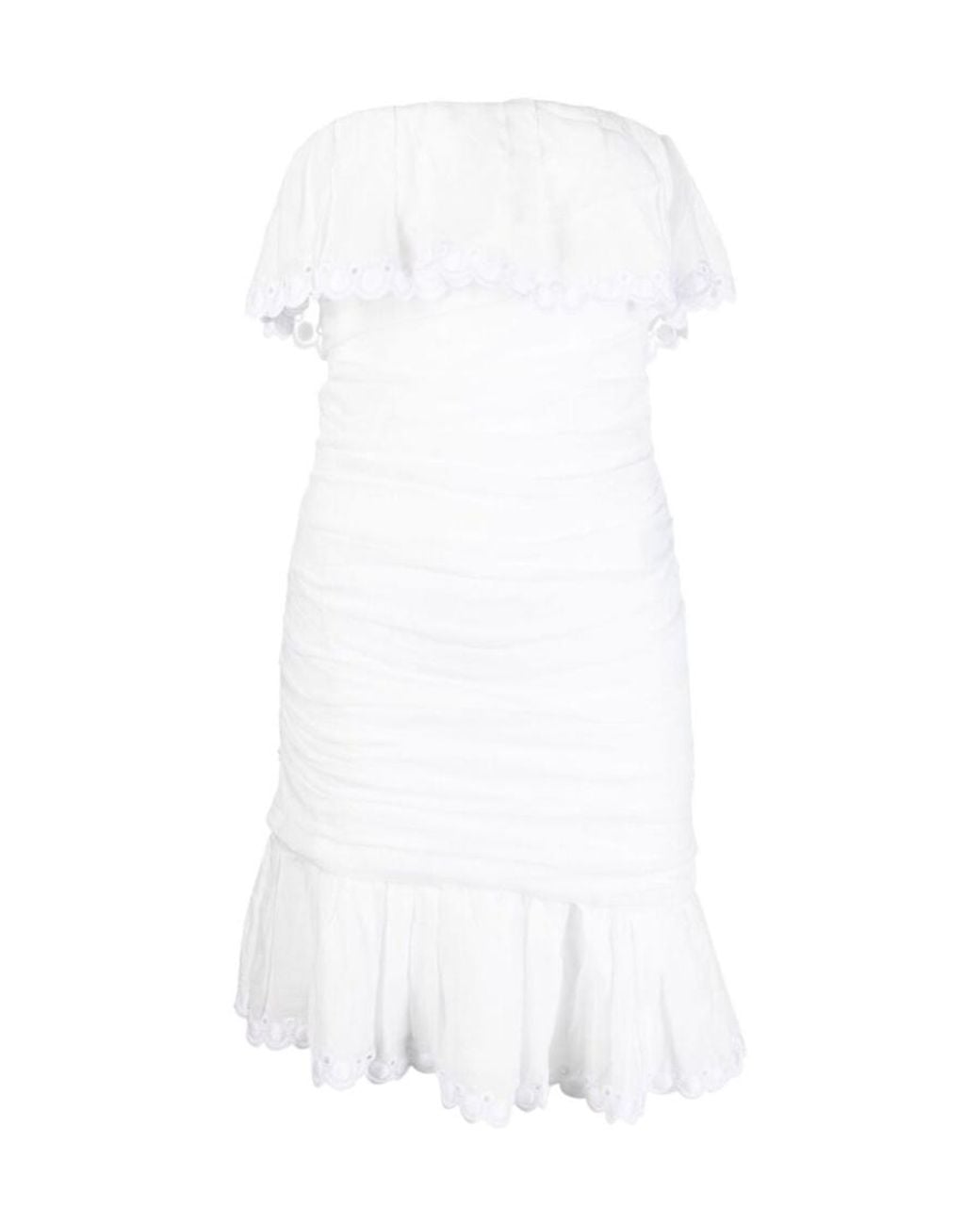 Isabel Marant White Oxani Off-Shoulder Ruched Mini Dress