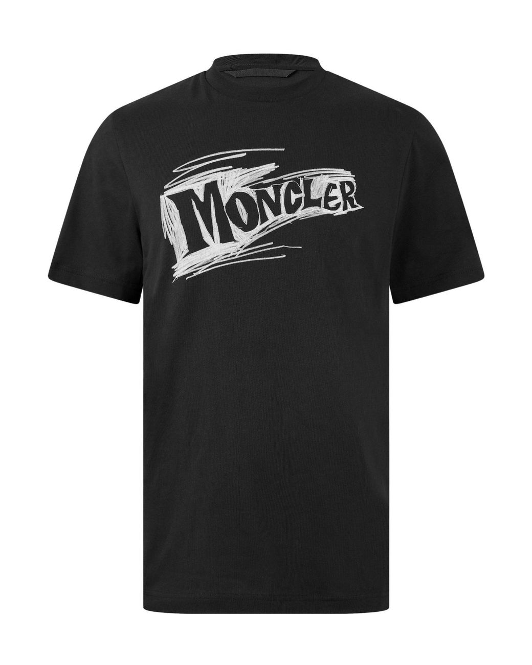 Moncler Black Printed Logo T-Shirt for men