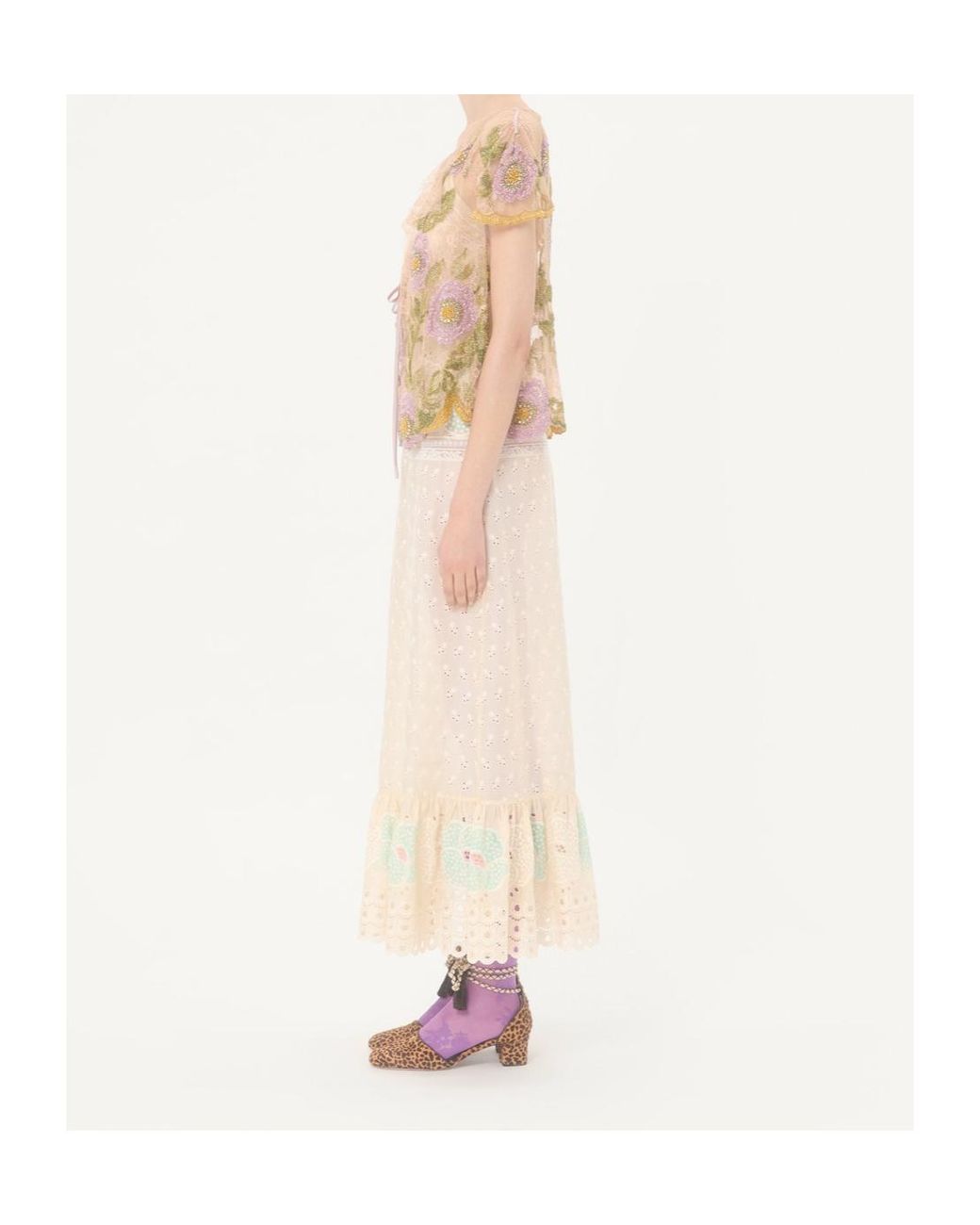 Valentino Natural Floral Embroidered Top